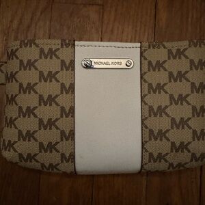Michael Kors Tan and Cream Zip Pouch